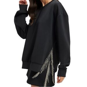 Good American Black Oversized Embellished Sweatshirt